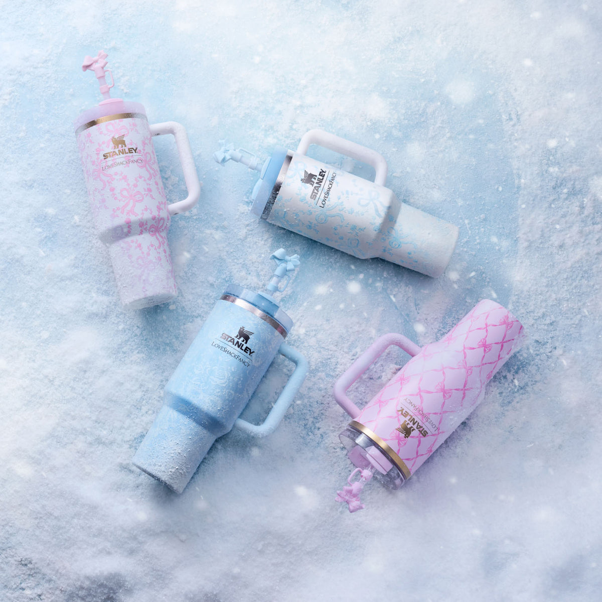 Stanley 1913 Stanley 1913 x LoveShackFancy Holiday Quencher® H2.0  FlowState™ Tumbler 40 OZ in Baby Bow Pink Peppermint | View 5