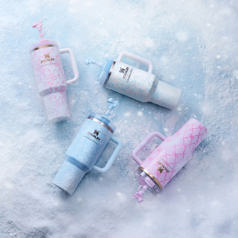 Stanley 1913 Stanley 1913 x LoveShackFancy Holiday Quencher® H2.0  FlowState™ Tumbler 40 OZ in Baby Bow Pink Peppermint | View 5