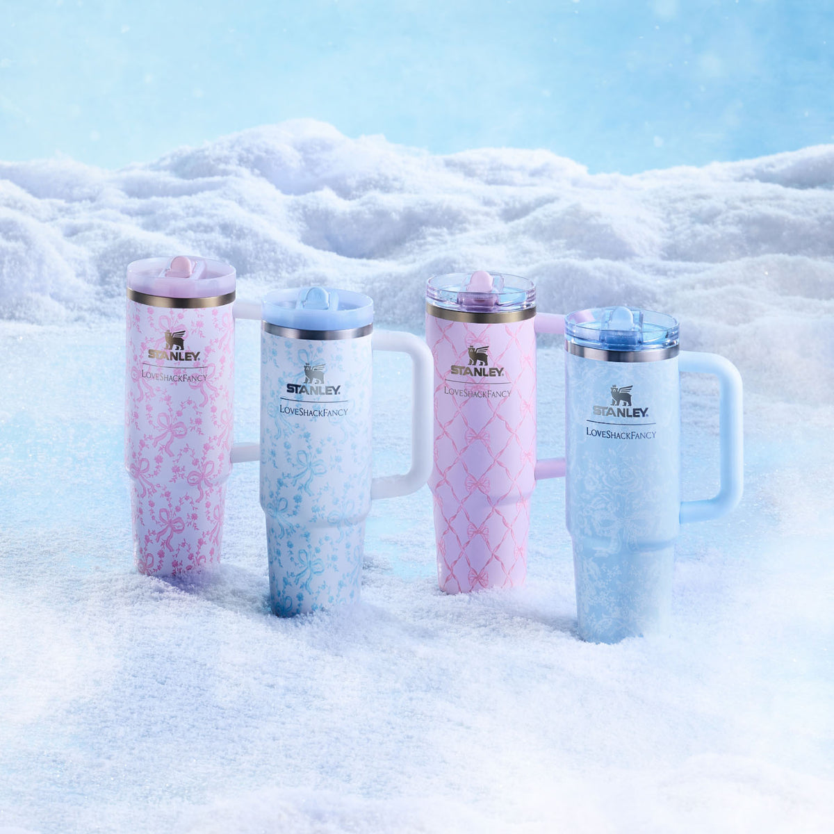 Stanley 1913 Stanley 1913 x LoveShackFancy Holiday Quencher® ProTour Flip Straw Tumbler 30 OZ in Baby Bow Pink Peppermint | View 4