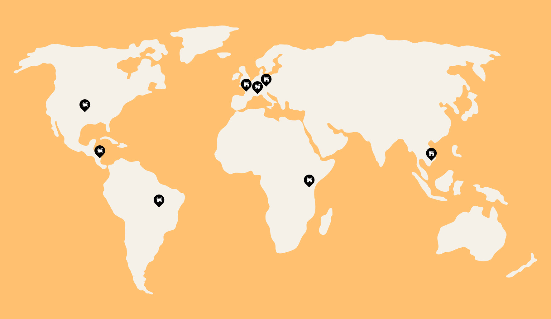 World map with Stanley 1913 location pins marking offices across North America, Europe, Africa, and Southeast Asia.