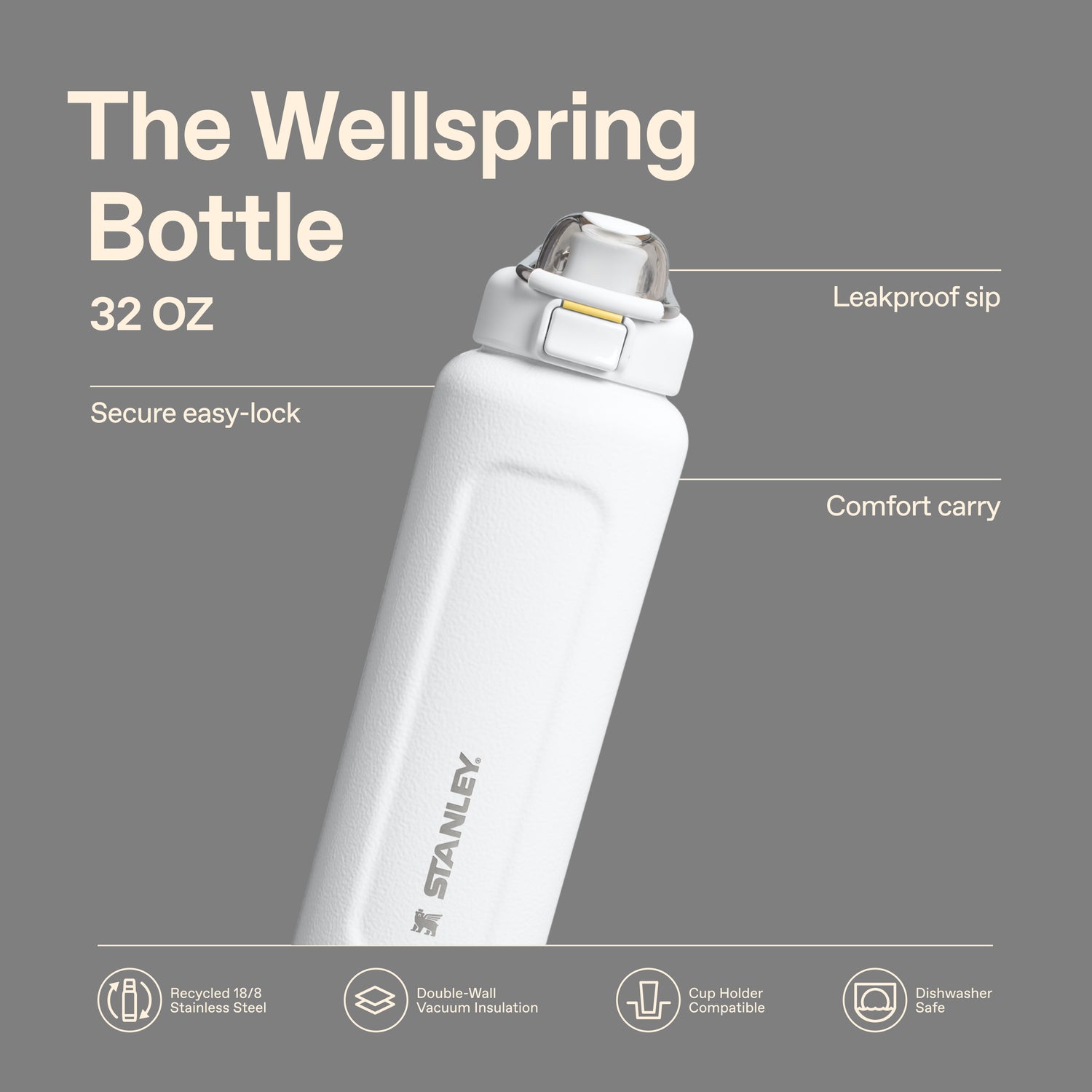Stanley 1913 The Wellspring Bottle 32 OZ in Hammertone Frost | View 3