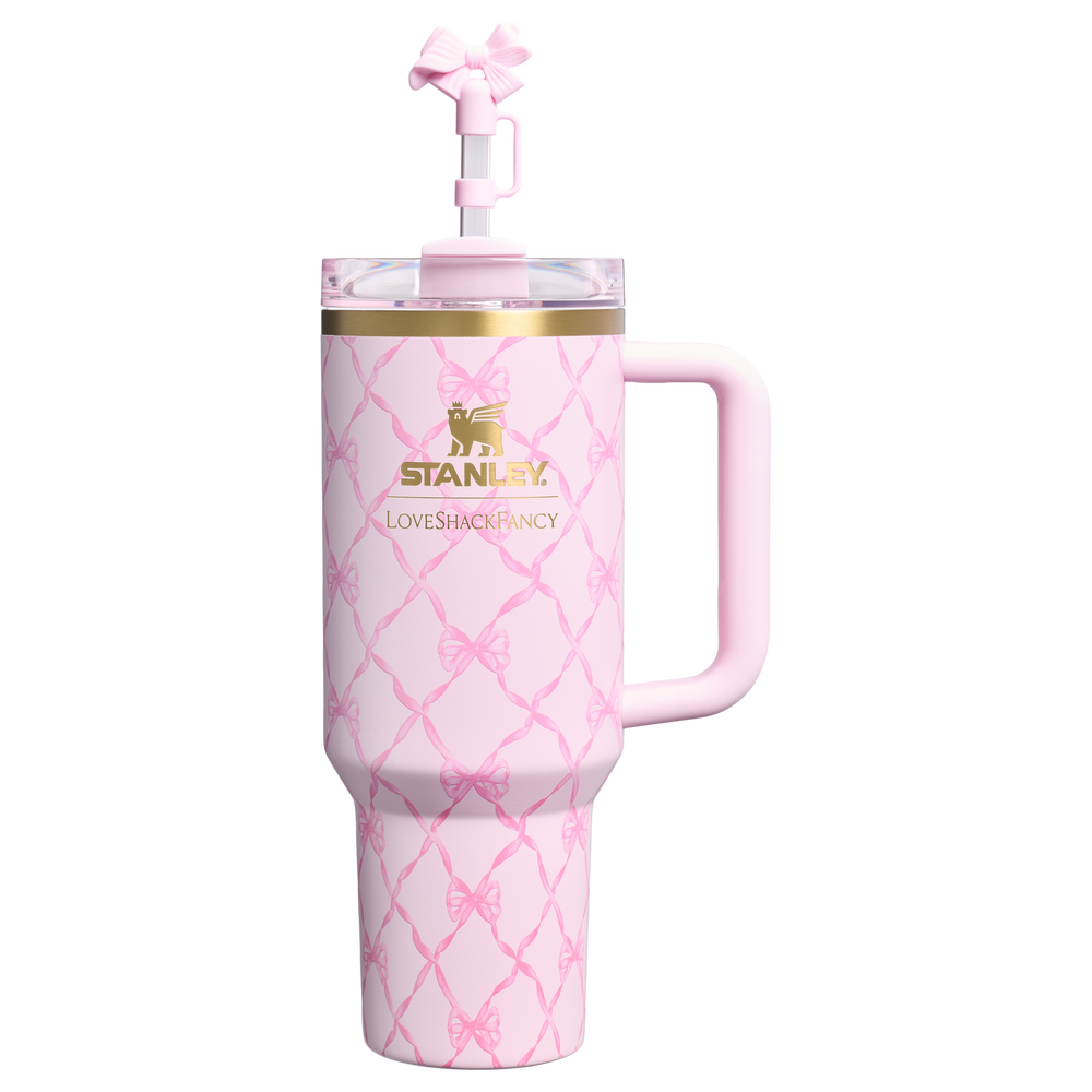Stanley 1913 Stanley 1913 x LoveShackFancy Holiday Quencher® H2.0  FlowState™ Tumbler 40 OZ in Baby Bow Pink Peppermint | View 1