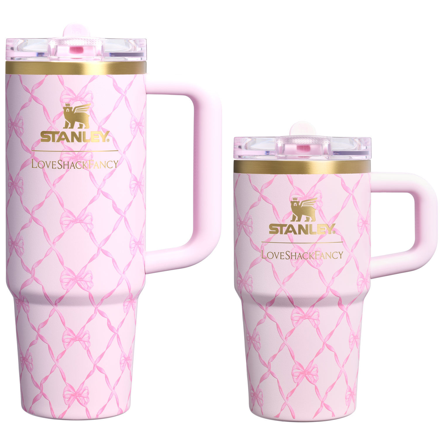 Stanley 1913 Stanley 1913 x LoveShackFancy Holiday The Quencher® Details ProTour Tumbler Set 2-pack in Baby Bow Pink Peppermint