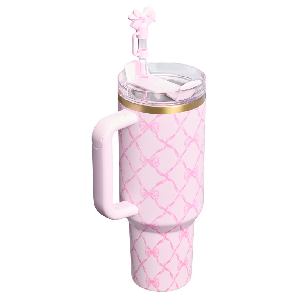 Stanley 1913 Stanley 1913 x LoveShackFancy Holiday Quencher® H2.0  FlowState™ Tumbler 40 OZ in Baby Bow Pink Peppermint | View 2