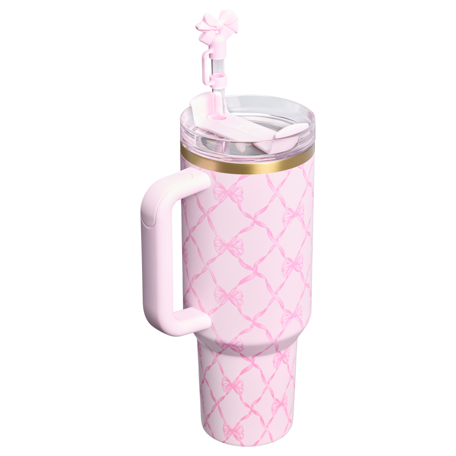 Stanley 1913 Stanley 1913 x LoveShackFancy Holiday Quencher® H2.0  FlowState™ Tumbler 40 OZ in Baby Bow Pink Peppermint | View 2