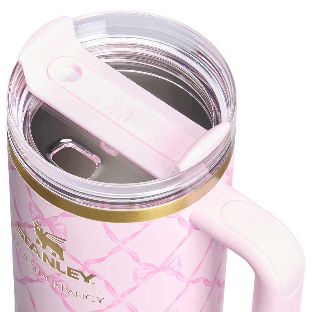 Stanley 1913 Stanley 1913 x LoveShackFancy Holiday Quencher® H2.0  FlowState™ Tumbler 40 OZ in Baby Bow Pink Peppermint | View 3